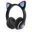 Wireless Headphones For Kids Cat Ear Led Light Up Bluetooth Headphones(Black) Carousel 1