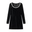 Women Vintage Black Short Dresses Woman Long Sleeve French Elegant Carousel 1