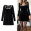Women Vintage Black Short Dresses Woman Long Sleeve French Elegant Carousel 2