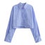 Women's Cropped Shirt Fashion Woman Blouse 2023 White Blue Carousel 1