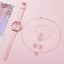 6pcs Set Womens Quartz Watch with Pink Butterfly Dial Luxury Brand Design Lea... Carousel 3