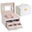 Jewellery Box w/ Mirror Girl 2 Drawer Organiser Ring Earring Storage Lock Case Carousel 1