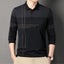 New Men Long Sleeve Polo Shirt Lapel Stripe Business Polo Shirt Carousel 1