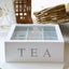 White Wooden Tea Bag Chest Glass Window Jewellery Storage Organiser Box Carousel 3
