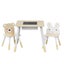 3pcs Kids Table and Chairs Set Activity Desk Chalkboard Toy Hidden Storage Carousel 1
