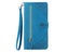 PU Leather Stand Wallet Case Cover for OPPO Reno12 5G with Wrist Strap Blue Carousel 2