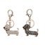 2pcs Alloy Keyring Rhinestone Puppy Shaped Keychain Car Purse Keychain Hanging Carousel 1
