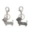 2pcs Alloy Keyring Rhinestone Puppy Shaped Keychain Car Purse Keychain Hanging Carousel 2