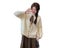 Korean Style Winter Pregnancy Sweater With Floral Scarves Plus Size Maternity Carousel 4