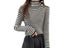 Women's Jumper Bottoming Shirt High-collar Slim Stripe Knit Autumn Winter Carousel 3