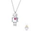 925 Sterling Silver Robot Lover Couple Pendant Necklace Crown and Heart Jewelry Carousel 2