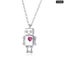 925 Sterling Silver Robot Lover Couple Pendant Necklace Crown and Heart Jewelry Carousel 1