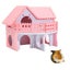 1pc Pink Safe Decorative Nontoxic Wooden Hamster House Living Hut Hideout House Carousel 3