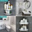 No Drilling Metal Corner Shower Shelf With 2 Hooks Shower Shelf And Storage Carousel 4
