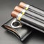 Leather Cigar Case Travel Humidor For 3 Cigars With Cigar Cutter Carousel 3