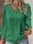 Women Lace Stitching Shirt Solid V-neck Simple Black Chiffon Carousel 3