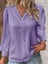 Women Lace Stitching Shirt Solid V-neck Simple Black Chiffon Carousel 4