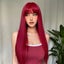 Light Wine Red Synthetic Wigs With Bangs for Women Long Straight Hair Wig Nat... Carousel 2