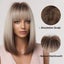 Brown Blonde Ombre Short Bob Wigs for Women Cosplay Synthetic with Bangs Dark... Carousel 3