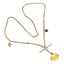 Vintage 9k Gold Spinning Citrine Fob and Heart Charm Necklace Carousel 3