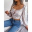 Floral Print Lace Up Crop Top For Women Carousel 1
