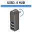 3-port Aluminum Mini Usb 3.0 Hub [90/180 Degree Rotatable] Carousel 3