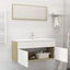 Bathroom Furniture Set White and Sonoma Oak Chipboard Tbibnki Carousel 11