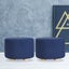 2 Set Dark Blue Fabric Ottoman Round Wooden Leg Foot Stool Carousel 11