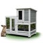 Brand New Rabbit Hutch Chicken Coop Guinea Pig Ferret Cage Outdoor With Wheels Carousel 1