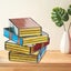 Stained Glass Stacked Books Lamp LED Book Handcrafted Acrylic Night Light Carousel 3