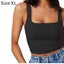 Women's Sleeveless Strappy Tank Square Neck Double Layer Workout Basic Crop Carousel 2