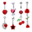 6 Pcs Red Rings Barbell Belly Ring Rhinestone Navel Ring Belly Piercing Ring R Carousel 1