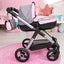 Bayer KD PRAM WITH HANDBAG - Pink & Grey Carousel 7