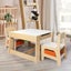 Kids Table and Chairs Set Storage Box Toys Play Desk Wooden Study Carousel 7