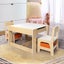 Kids Table and Chairs Set Storage Box Toys Play Desk Wooden Study Carousel 8