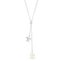 Sterling Silver Sea Turtle Charm and Genuine Pearl Lariat Necklace Carousel 1