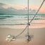 Sterling Silver Sea Turtle Charm and Genuine Pearl Lariat Necklace Carousel 2