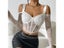 Women French White Lace Mesh Long Sleeve Crop Top Summer Tank Top Ladies Carousel 4