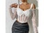 Women French White Lace Mesh Long Sleeve Crop Top Summer Tank Top Ladies Carousel 5