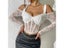 Women French White Lace Mesh Long Sleeve Crop Top Summer Tank Top Ladies Carousel 1