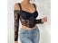 Women French White Lace Mesh Long Sleeve Crop Top Summer Tank Top Ladies Carousel 7