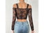 Women French White Lace Mesh Long Sleeve Crop Top Summer Tank Top Ladies Carousel 8