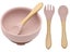 Silicone Suction Bowl with Spoon Fork Pink Carousel 2