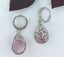 925 Sterling Silver Pear Shape Cat's Eye Stone Earrings "Trinity" (Pink) Carousel 5