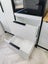 Modern light grey melamine and dark wood-look kitchen flat pack – Showroom Carousel 8