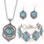 Women Fashion Vintage Charm Style Green Turquoise Bracelet Necklace Earrings Je Carousel 1
