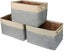 Set Of 3 Fabric Storage Basket Foldable Jute Cotton Storage Bo x With Handle Ca Carousel 1