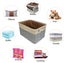 Set Of 3 Fabric Storage Basket Foldable Jute Cotton Storage Bo x With Handle Ca Carousel 2