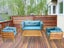 Dover Indoor- Covered Outdoor Sofa Set with One Coffee Table, Light Blue Carousel 2