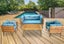 Dover Indoor- Covered Outdoor Sofa Set with One Coffee Table, Light Blue Carousel 5